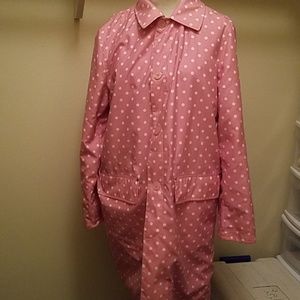 Pink polka dot womens rain jacket